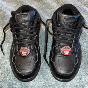 Sketchers leather steel toe work shoes